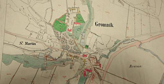 Odkryty w tarnowskim archiwum sądowym fragment mapy Gromnika z 1848 roku archiwum