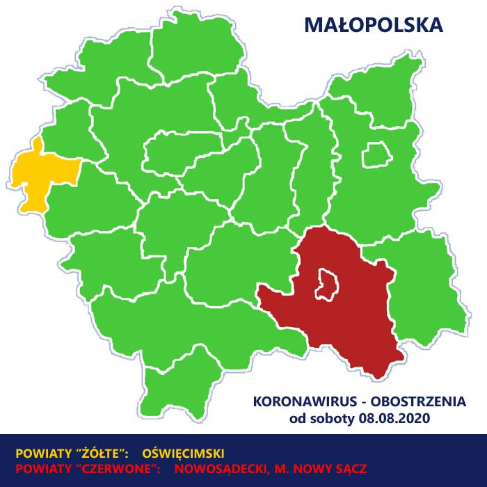 Obostrzenia koronawirus powiaty