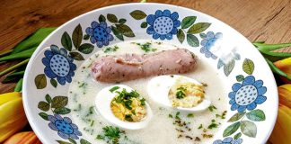 Zupa chrzanowa z białą kiełbasą i jajkami