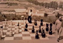 Wielka szachownica na „Marcince” w latach 80. XX wieku