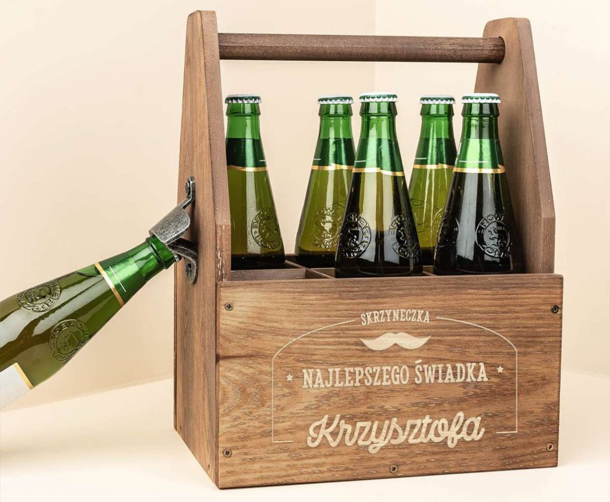 Grawerowane nosidło na piwo PREZENT DLA ŚWIADKA WESELNEGO