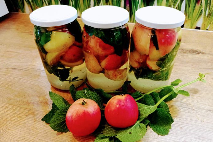 Kompoty jabłkowo miętowe a la Tymbark