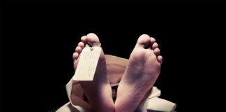 Denat z raną postrzałową głowy