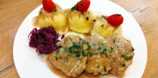 Schab pieczony w białym winie