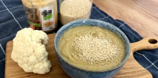 Krem z pieczonego kalafiora z masłem orzechowym