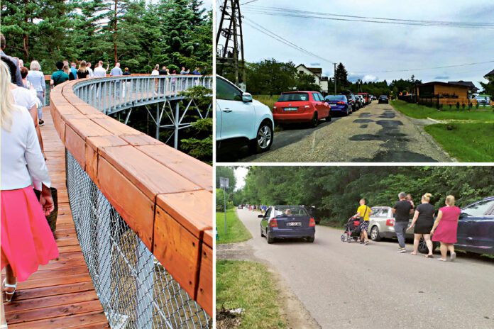 Niebezpiecznie przy ścieżce w koronach drzew