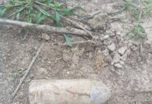 Pocisk artyleryjski znaleziony w Szerzynach, Fot. KMP Tarnów