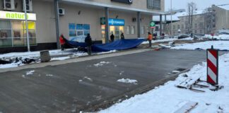 Tarnów - Remont ulicy Szkotnik na mrozie