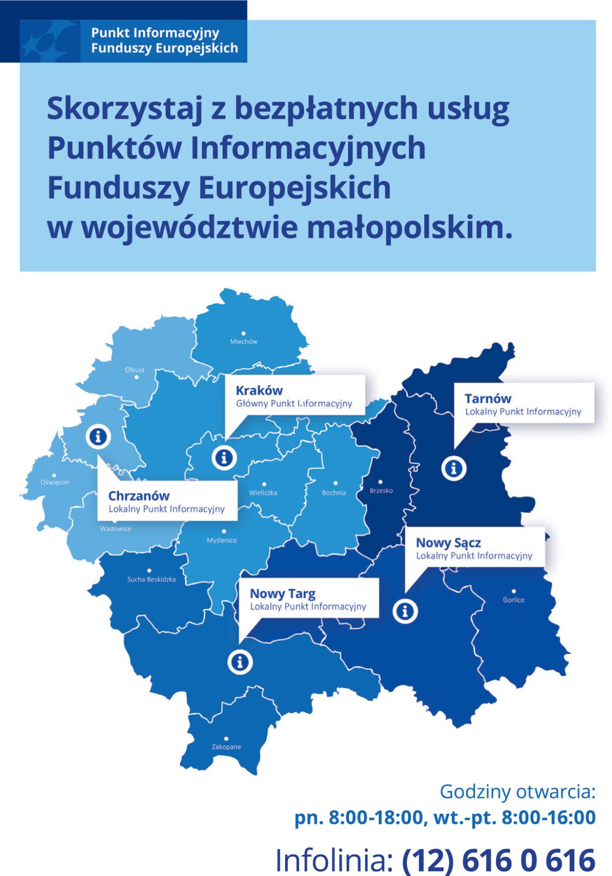 Fundusze Europejskie dla Małopolski Oferta wiosenna mapa